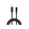 S-Link kábel - UC-066 (LED kijelző, 66W, Gyorstöltés, Type-C, 100cm adat+töltőkábel, fekete, fonott)