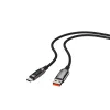 S-Link kábel - UC-066 (LED kijelző, 66W, Gyorstöltés, Type-C, 100cm adat+töltőkábel, fekete, fonott)