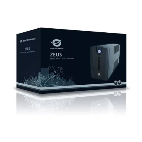 Conceptronic Szünetmentes  850VA - ZEUS02ES (2x Schuko, line-interaktív, RJ45 vonalvédelem, USB, fekete)