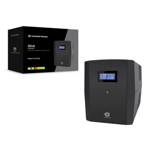 Conceptronic Szünetmentes  1500VA - ZEUS08E (6x IEC C13, line-interaktív, RJ45 vonalvédelem, HID USB, fekete)