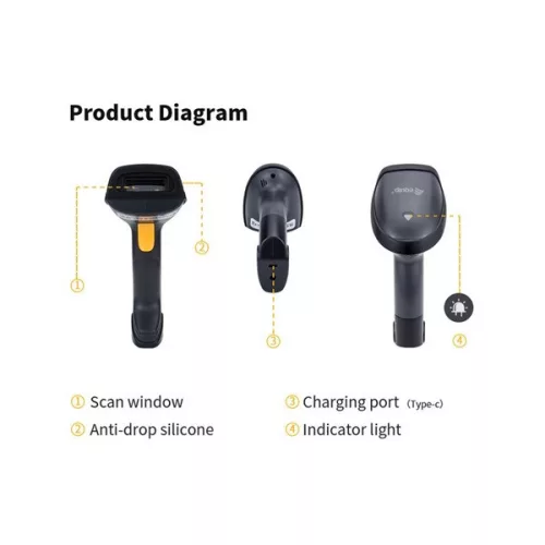 Equip Asztali Vonalkód olvasó - 351029 (2D, állványal, vezeték nélküli: 2,4 Ghz+Bluetooth, fekete)