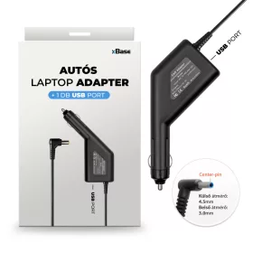   Dell 19.5V 3.34A (65W) 4.5x3.0mm vékony center-pin utángyártott új autós, szivargyújtós laptop töltő