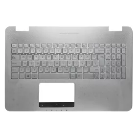   90NB05T1-R31HU0 gyári új magyar, ezüst, háttérvilágított laptop billentyűzet + ezüst felső fedél