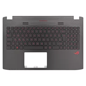   90NB0AW1-R31HU0 gyári új, magyar háttérvilágításos piros laptop billentyűzet + fekete színű felső fedél