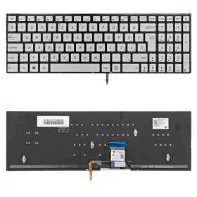   90NB0AU1-R32HU0 gyári új magyar ezüst, háttérvilágításos laptop billentyűzet, keret nélkül