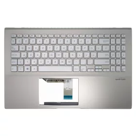   90NB0LL2-R31HU0 gyári új, magyar ezüst háttérvilágításos laptop billentyűzet + ezüst felső fedél